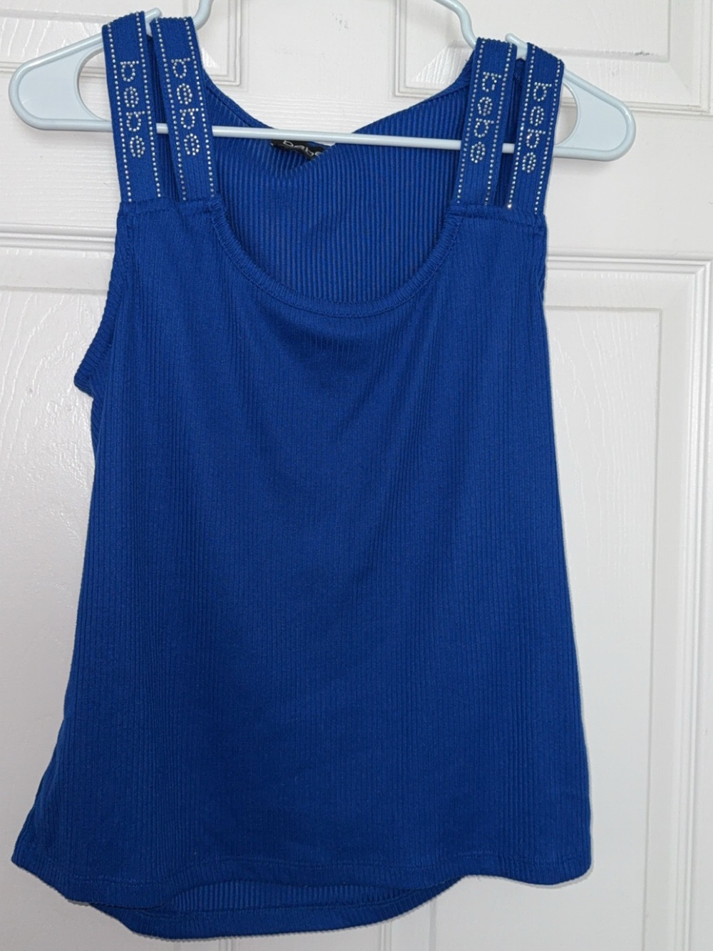 Bebe Blue Ribbed Tank Top